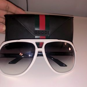 Gucci White Aviator Sunglasses